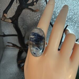 Size 11 sodalite Elegant Blue Stone Statement ring